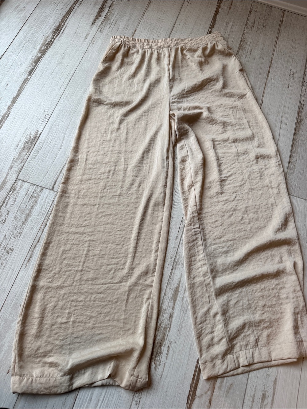 H&M Cream Wide-Leg Elastic Waist Pants